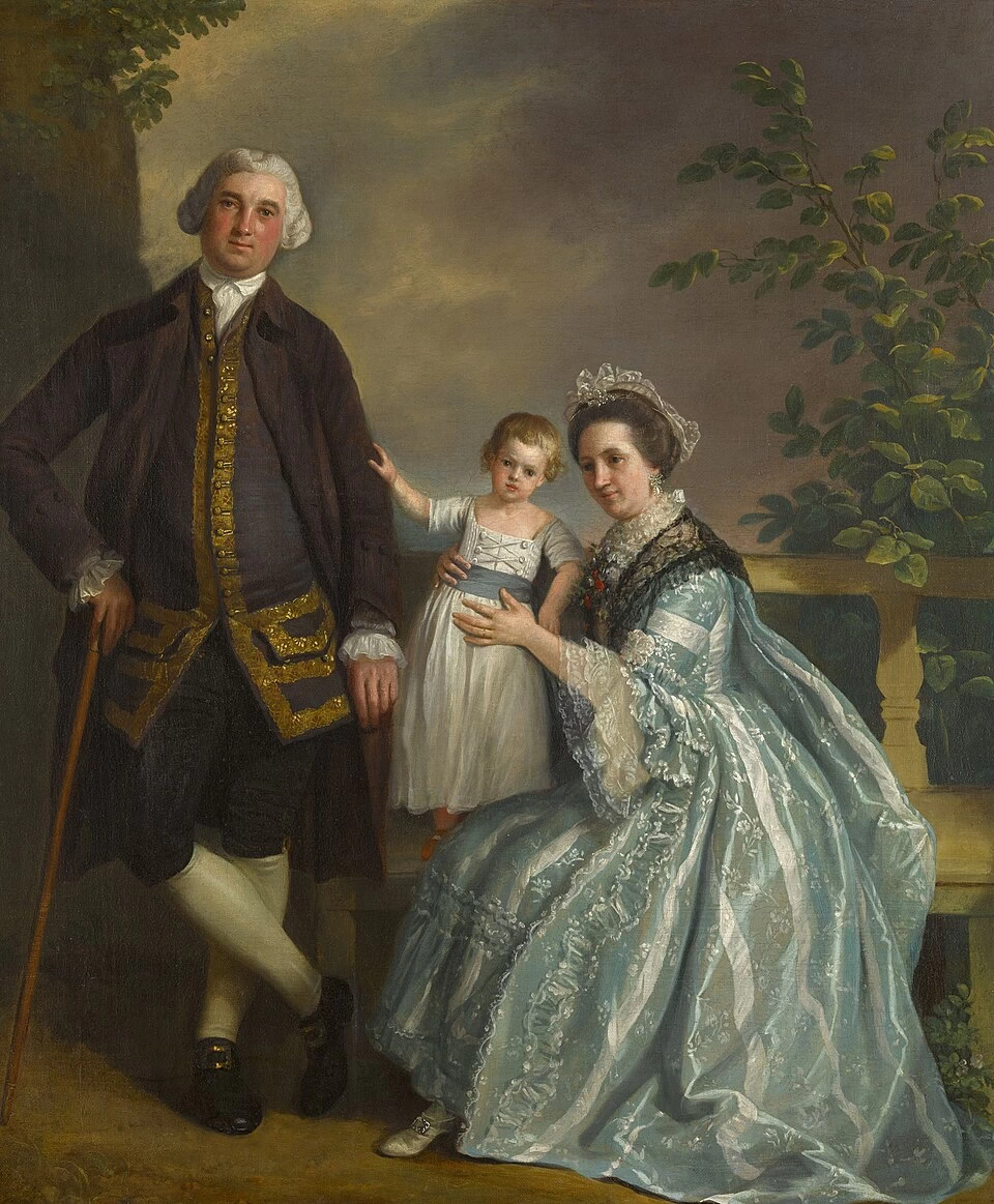 Ritratto di gruppo di Thomas Bankes con la moglie e il figlio.